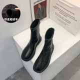 Флисовые ботинки в английском стиле, высокие сапоги на платформе, из натуральной кожи, коллекция 2021, в британском стиле