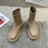 Флисовые ботинки в английском стиле, высокие сапоги на платформе, из натуральной кожи, коллекция 2021, в британском стиле