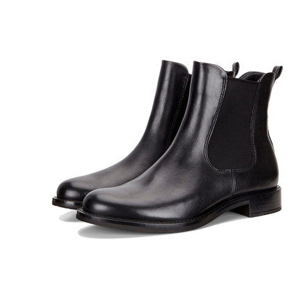 【自营】Ecco/爱步短靴女时尚百搭切尔西牛皮粗跟靴子 型塑266503