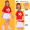 Chinese Youth Women's Red Short Sleeve+White Short Skirt+Sports Socks+Hair Band