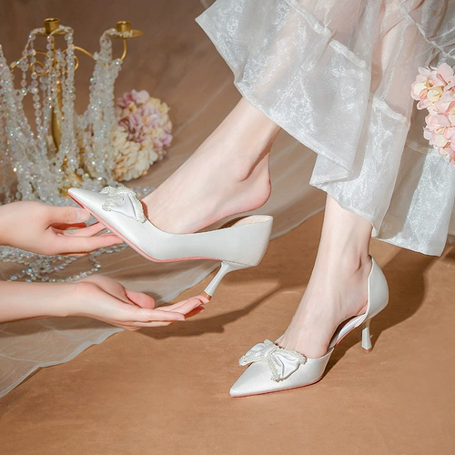 Белая обувь на высоком каблуке, свадебные туфли для невесты