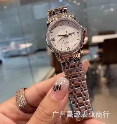 taobao agent Source, spot, micro -business manufacturer Langjia trendy fashion drilling ring watch steel band quartz bands, calendar factory recruitment