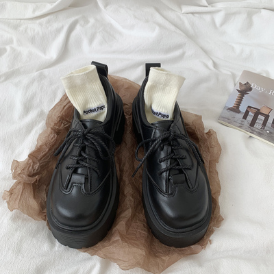 taobao agent Black demi-season high Japanese footwear platform English style, 2022 collection, trend of season, British style