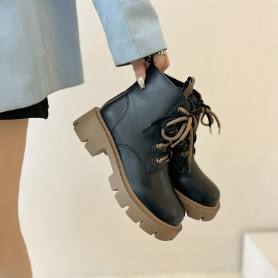 taobao agent Martens, black demi-season low boots English style, train model platform, 2022 collection, British style, fitted