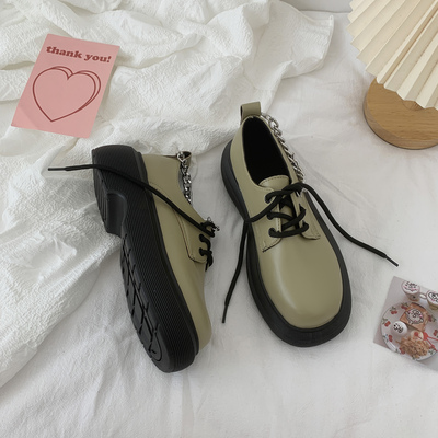 taobao agent Green design demi-season Japanese footwear English style platform, British style