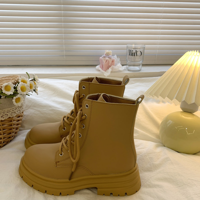 taobao agent Martens, yellow demi-season low boots English style platform, 2022 collection, British style