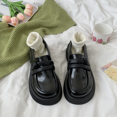 taobao agent Black universal Japanese footwear platform English style, 2022 collection, autumn, trend of season, British style