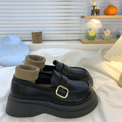 taobao agent Black demi-season Japanese footwear platform English style, 2022 collection, trend of season, British style