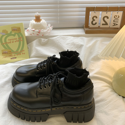 taobao agent Black high Japanese footwear English style platform, British style, 2022