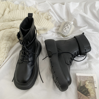 taobao agent Martens, black demi-season high low boots platform English style, 2022 collection, British style
