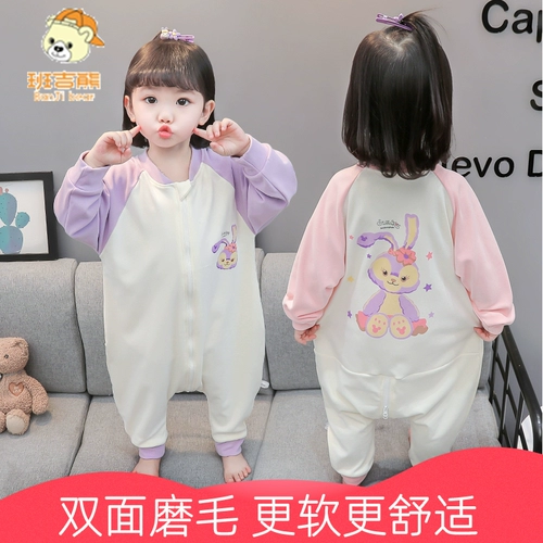 Детский бархатный спальный мешок, осенняя удерживающая тепло детская пижама, универсальное одеяло на четыре сезона, поддерживает постоянную температуру