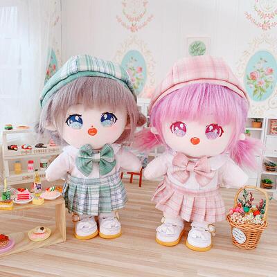 taobao agent Cute student pleated skirt, cotton doll, clothing, set, 20cm