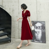 Осеннее бордовое вечернее платье, 2019