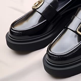 Весенняя обувь, высокие металлические лоферы для черной кожи для кожаной обуви, изысканный стиль, против усталых ног