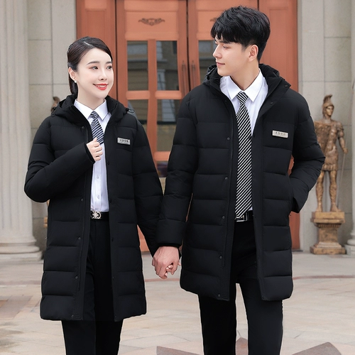 Пуховик с пухом, ювелирное украшение для отеля для работы подходит для мужчин и женщин, длинная зимняя куртка, средней длины
