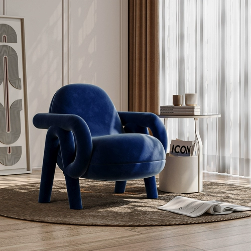 Древний кремовый дизайнер домашний гостиная творческий отдых одиночный диван -стул, домашний балкон на балконе