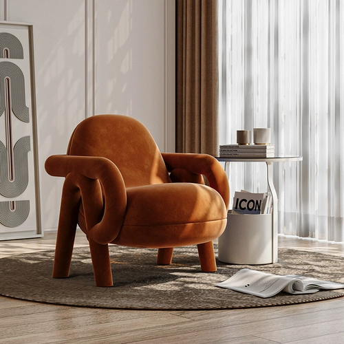 Древний кремовый дизайнер домашний гостиная творческий отдых одиночный диван -стул, домашний балкон на балконе