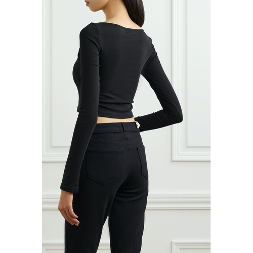 [Скидка] Женский короткий топ из скрученной хлопковой смеси MARRKNULL на раннюю весну, однотонная ткань, ворс совершенно уникален