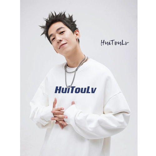 Осенняя белая хлопковая толстовка для влюбленных, коллекция 2022, круглый воротник