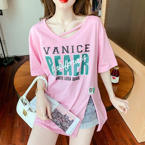 Tide, летняя длинная хлопковая футболка, в западном стиле, средней длины