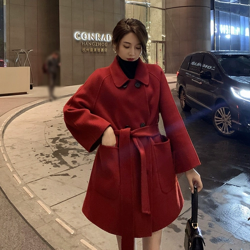 Элитный двусторонний кашемировый демисезонный плащ, шерстяное шерстяное пальто, 2023 года, подходит для подростков