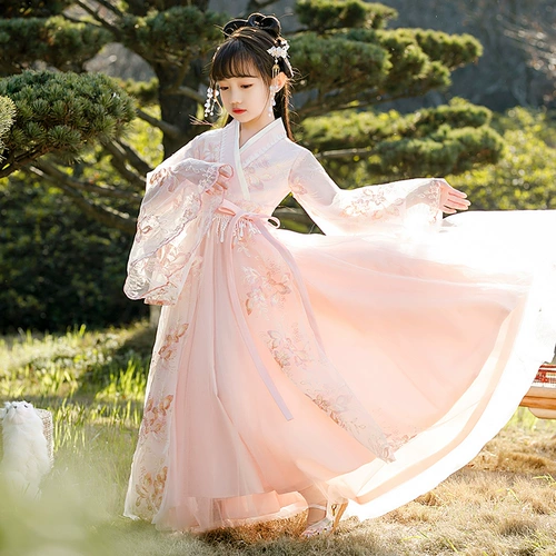 Ханьфу, детский лонгслив, платье, китайский стиль, детская одежда