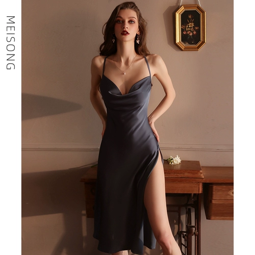 Сексуальная пижама, длинная юбка, коллекция 2023, с открытой спиной, эффект подтяжки, изысканный стиль