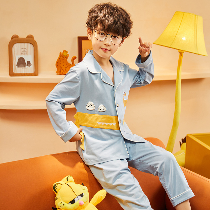 Blue Crocodilebaby Home Furnishing Air conditioning clothes baby Inner clothes summer boy girl summer wear children pajamas pure cotton suit Thin