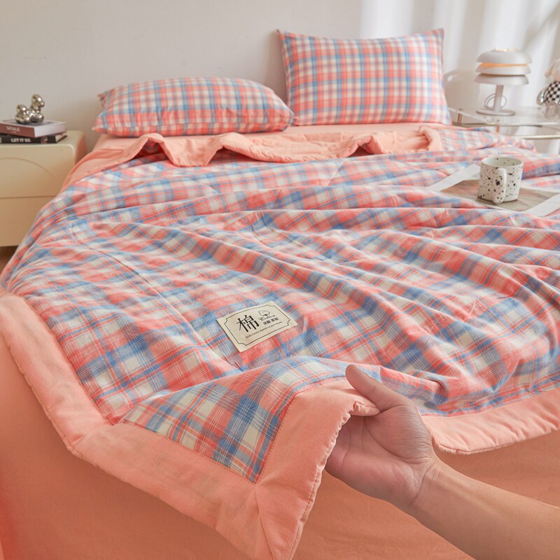 夏季夏凉被新疆全棉花夏天薄被子可机洗学生宿舍单人儿童空调被