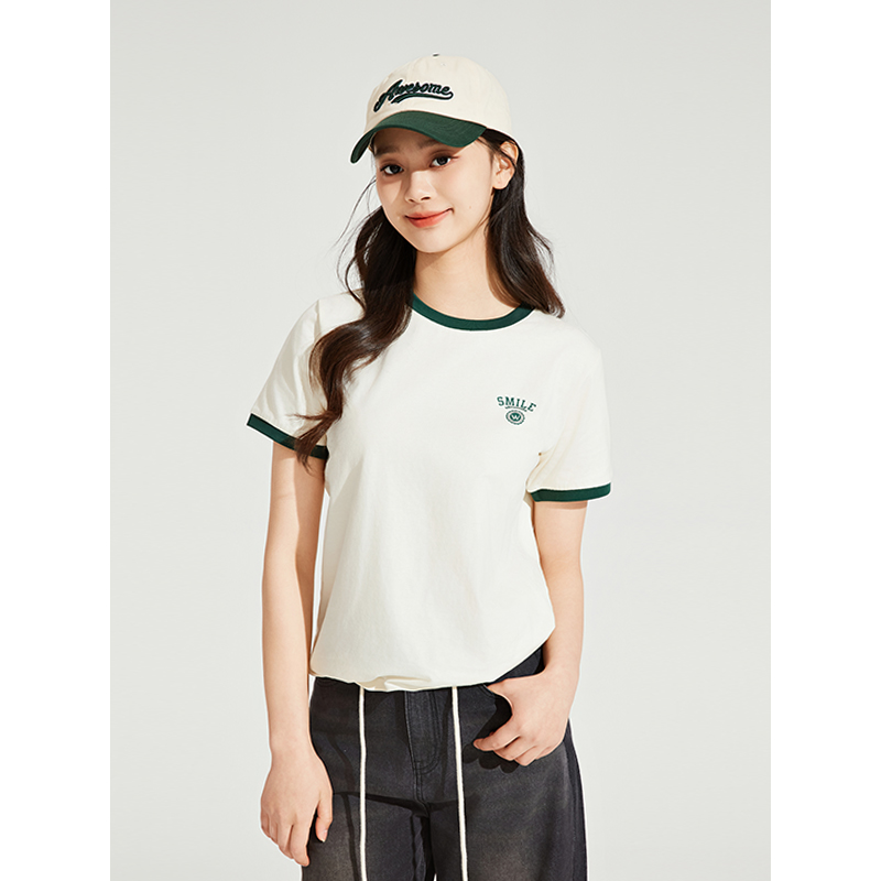 Hotwind 热风 25年夏季新款 纯棉撞色 女式短袖T恤 双重优惠折后￥35.37包邮 多色可选