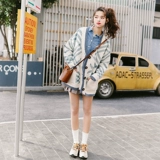 Длинный демисезонный свитер, свежий трикотажный кардиган, средней длины, 2018, в корейском стиле, V-образный вырез