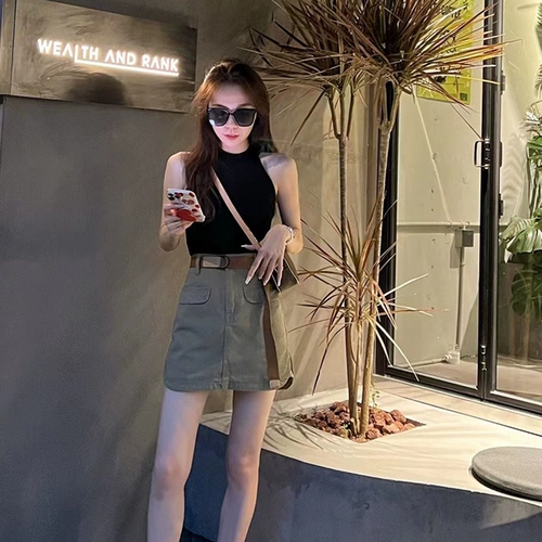 Майка, мини-юбка, комплект для отдыха, подходит для подростков, в стиле Шанель, популярно в интернете