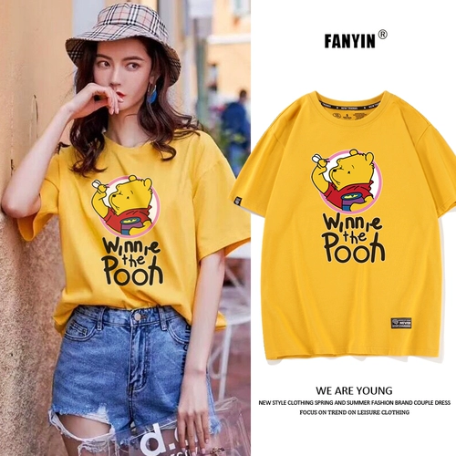 Tide, мультяшная футболка для школьников, парная одежда для влюбленных, с медвежатами, свободный крой, 2020, короткий рукав, популярно в интернете