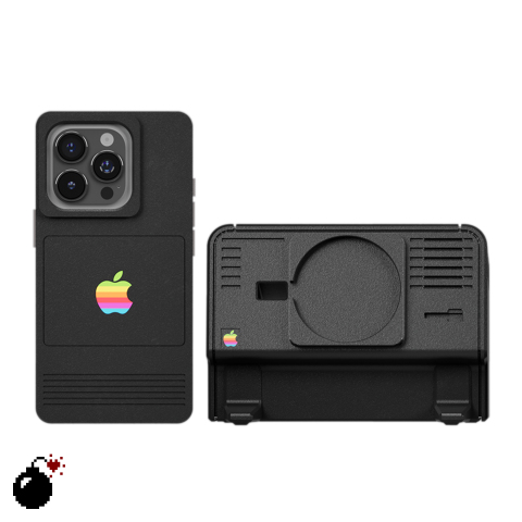 Retro Macintosh : Vintage Rainbow Logo, Textured Finish – 17, 16, 15, 14, 13, 12 Plus/Pro/Max/Air iPhone Case