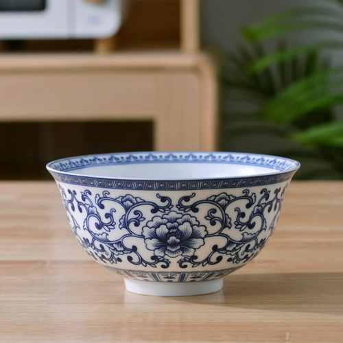 Аутентичный джингджэнь синий и белый фарфоровый миска китайский дом с высокой температурой керамическая посуда рисовая миска с большими супом для лапши миски