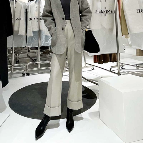 Демисезонный костюм, приталенные штаны, городской стиль, французский стиль, свободный прямой крой