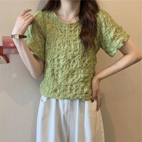 Летняя дизайнерская футболка с коротким рукавом, коллекция 2022, изысканный стиль, по фигуре, в западном стиле