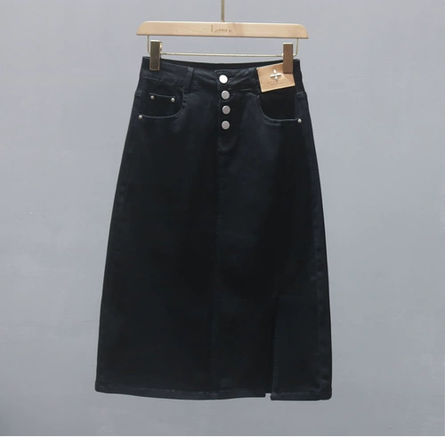 Tide, черная длинная модная джинсовая юбка, высокая талия, подходит для подростков, в корейском стиле, А-силуэт