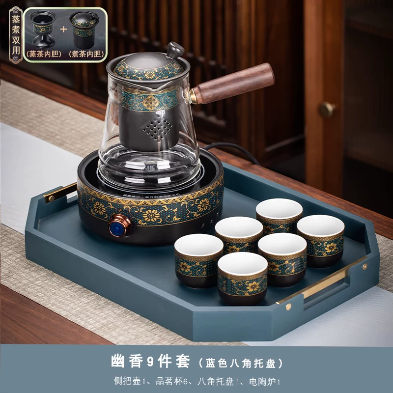 Tea set, ceramic teapot, automatic tea cup, anti-scald