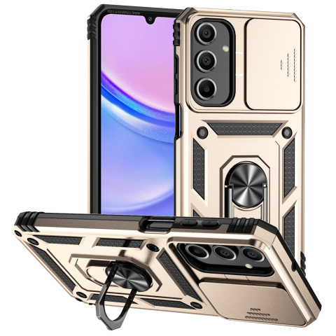 Black Sliding Camera Kickstand Ring Textured Grip Samsung Phone Case