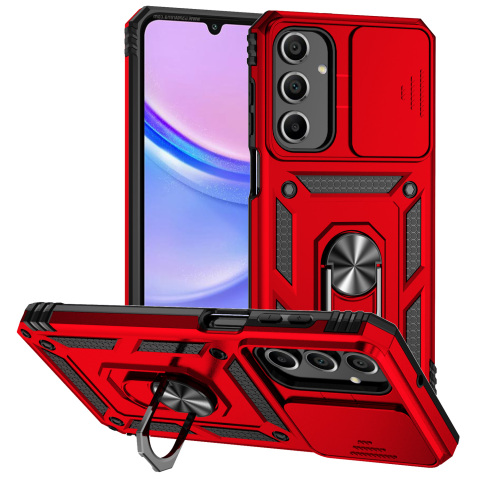Black Sliding Camera Kickstand Ring Textured Grip Samsung Phone Case