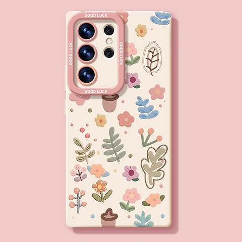 Lavender Floral Pink Flower Silicone Anti-Fall Samsung Phone Case