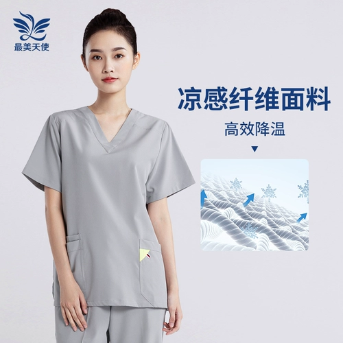 Быстросохнущая летняя тонкая униформа, короткий рукав, для салонов красоты