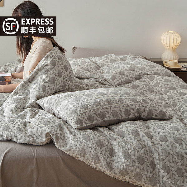 Хлопковый комплект, простыня, летний пододеяльник, покрывало, 4 предмета, 3 предмета, простой и элегантный дизайн