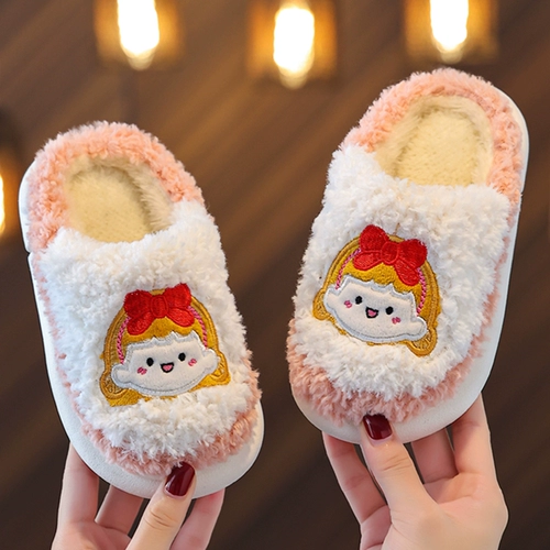 Детские тапочки, демисезонная утепленная нескользящая милая детская обувь