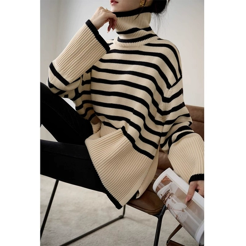 Модный трикотажный свитер, яркий броский стиль, 2025 года, осенний, французский стиль, изысканный стиль, свободный крой