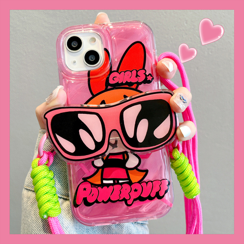 Funny Powerpuff Girls Bubbles Illustration With Stand, Hearts, Stripes & Pattern – Pro/Plus/Max/Air – 17, 16, 15, 14, 13, 12