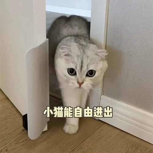 Кошка свободно входит и выйдет из двери с двумя входами и автоматическим закрытием двери. Кошачья пещера избегает щенков и выталкивает ее само по себе.