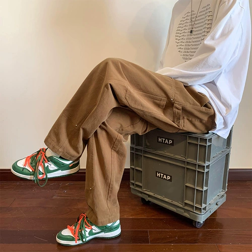 Весенние японские модные однотонные штаны для отдыха, оверсайз, свободный прямой крой