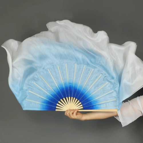 Лысой голубой голубой и белый градиент поклонники шелкового танца Янганг Янгге Фан -Классический Танцевание Танцы китайские танцевальные фанаты